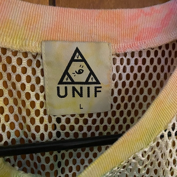 UNIF Rare HTF Mesh Sheer Rainbow Pastel Tie Dye Relapse Mesh T-Shirt Tee Top L - Picture 2 of 5